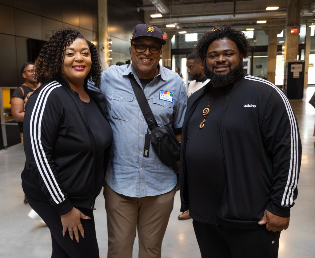 David Tarver (c) with Black Tech Saturdays founders Alexa Turnage (r) and Johnnie Turnage (l). 