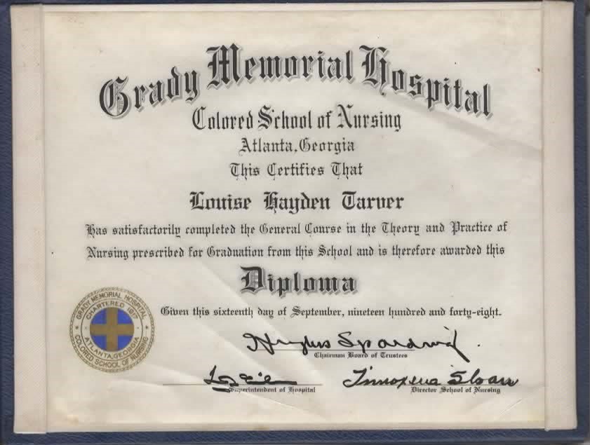 Claudia Louise Tarver diploma